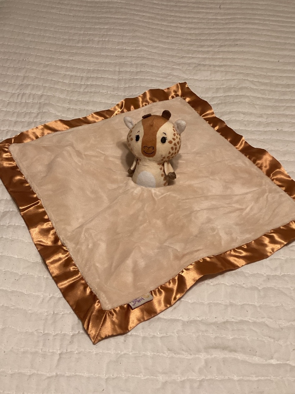 Hallmark Cream Plush Giraffe Lovey with Bronze Satin Trim